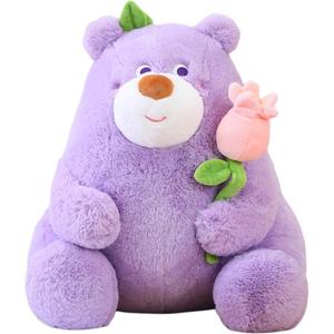 Плюшевая кукла сидящий медвежонок с цветочным принтом высота 35см/45см MORTEN SOLUM, фиолетовый