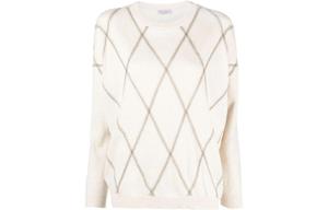 Свитер с вязкой "алмаз" Brunello Cucinelli, бежевый