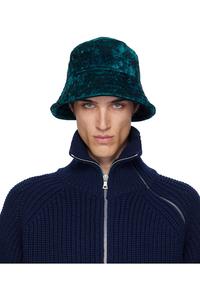 Dries Van Noten Черно-Синяя бархатная панама