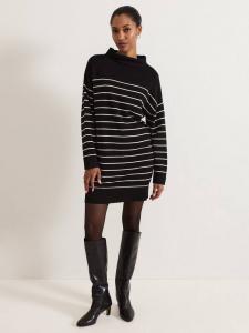 Платье-джемпер skylar в полоску с воронкообразным вырезом Phase Eight, цвет Black/Ivory