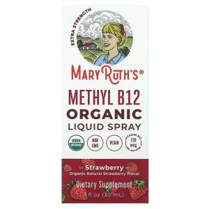 MaryRuth's, Органический метил B12, жидкий спрей, повышенная эффективность, клубника, 720 мкг, 30 мл (1 жидк. Унция)