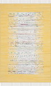 Ковер SAFAVIEH, 77 x 122 см, Montauk Collection, Ivory & Yellow, ручной работы, полосатый с бахромой, хлопковый, идеально для помещений с высокой проходимостью: прихожая, гостиная, спальня (MTK711Q)