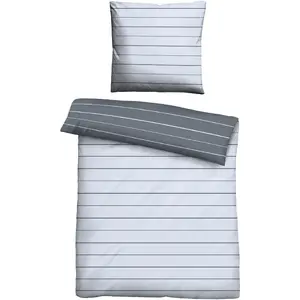 Двустороннее постельное белье Biberna» Сочетайте по размерам. 135x200, 155x220 или 200x200 см", хлопковое постельное белье, неподвластное времени постельное белье с двусторонним внешним видом, цвет blau/Streifen