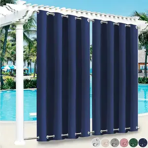 Уличная штора с люверсами сверху и снизу, непрозрачная, водонепроницаемая, ветрозащитная, затемняющая штора для патио, балкона, сада, двора, 132 x 243 см/Ш x В, синяя easy home