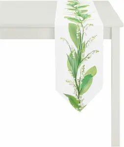 АПЭЛТ дорожка для стола "5303 SPRINGTIME, весеннее украшение, весна ", (1 шт.) APELT 25х175 см, зеленый/белый
