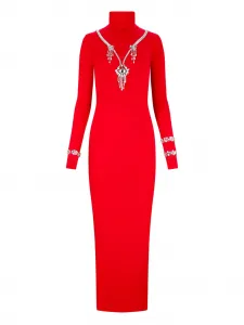 Макси-платье с открытой спиной и украшениями Des Phemmes, красный