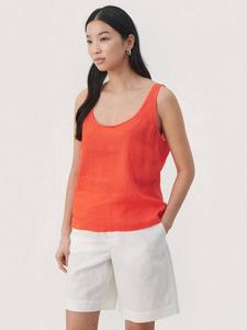 Genellie майка с круглым вырезом из чистого льна Part Two, Mandarin Red