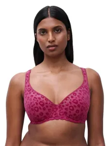 Бюстгальтер с наполнителем и эффектом увеличения с животным принтом из бархата из линии Girls Chantelle, фуксия