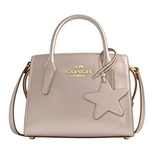 Гладкая кожаная плечевая сумка через плечо маленького размера для женщин светлого шампанского COACH