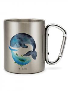 Серебряная термокружка с изображением кита и тунца (без слогана). Mr. & Mrs. Panda