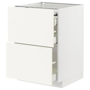 Выдвижная рабочая поверхность/3 ящика METOD/MAXIMERA IKEA, 60x60x80 см, цвет white/vallstena white