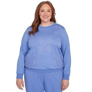 Топ с длинным рукавом Plus size в технике пэчворк с вышивкой Alfred Dunner, Iris