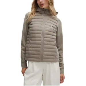 Пуховик женский с капюшоном легкий Lululemon, warm umber серый/wshg