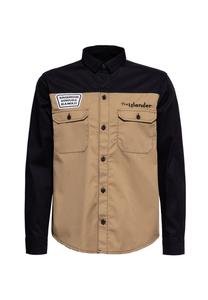 Рубашка с длинным рукавом, контрастными рукавами и кокеткой The Islander KING KEROSIN, черный