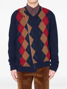 Свитер с узором и V-образным вырезом Kolor, синий