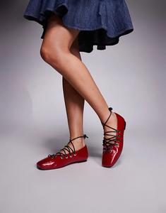 Туфли Public Desire Wide Fit со шнуровкой вишневого цвета