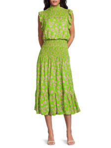 Платье миди с розово-зелёным цветочным принтом Area Stars, цвет Pink Green