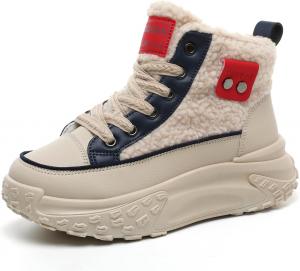 Женские зимние ботинки на шнуровке, короткие, из искусственной кожи, с нескользящей подошвой, удобные, повседневные сникерсы на платформе Picusiqa, 6701 Blue