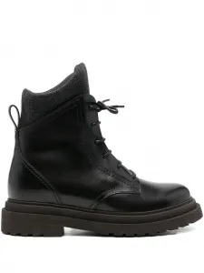 Ботинки с ребристым плетением и шнуровкой Brunello Cucinelli, черный
