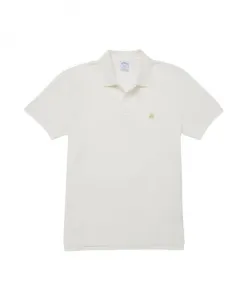 Приталенная рубашка-поло из пике с короткими рукавами. Brooks Brothers, белый