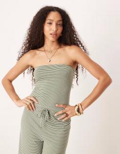 Топ-бандо в полоску зеленого цвета Asos Design