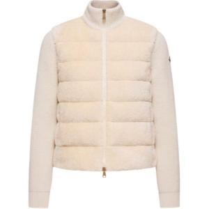 Утепленный кардиган на молнии из шерсти Teddy Moncler, белый айвори