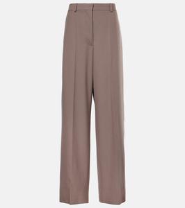 Шерстяные брюки широкого кроя Stella McCartney, серо-коричневый