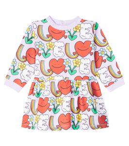 Платье из хлопкового джерси Baby Rainbow Love Stella McCartney Kids, Viola/Multicolor
