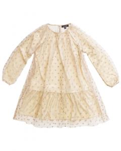 IMOGA Плиссированное платье из сетки и металлика, золото