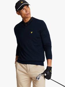 Вязаный свитер с v-образным вырезом из шерстяной смеси для гольфа Lyle & Scott, Dark Navy