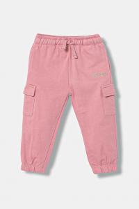 Детские хлопковые спортивные штаны Guess, розовый