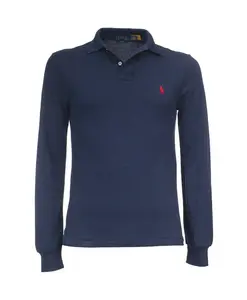 Хлопковая рубашка-поло с логотипом Polo Ralph Lauren, синий