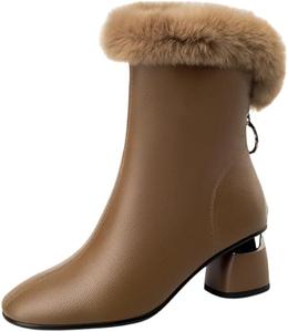 Теплые и мягкие женские ботильоны с заостренным носком - подходят для повседневной носки и прогулок на улице. Однотонный дизайн. Fusecottc, Brown