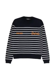 Полосатый вышитый свитер Dsquared2, синий