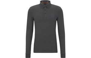 Поло из стрейч-хлопка с нашивкой Boss Logo HUGO BOSS, темно-серый