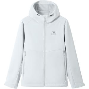 Мужская куртка Outdoor Jacket Stretch Polar Fleece с капюшоном, ветронепроницаемая, водоотталкивающая, антистатическая, мягкая оболочка CAMEL, glacier серый