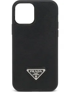 Чехол для iPhone 12/12 Pro из сафьяновой кожи Prada, черный