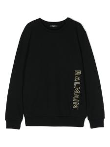 Balmain Kids толстовка с тисненым логотипом, черный