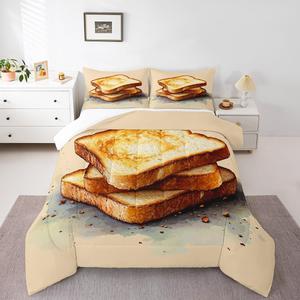 Erosebridal Комплект постельного белья Cute Toast для детей с мультяшным дизайном тостов, кавай декор комнаты, тематика еды, забавный подарок на день рождения, Toast 10
