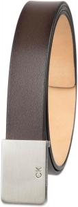 Ремень Calvin Klein мужской повседневный с пряжкой и логотипом для джинсов и брюк, Dark Brown Plaque