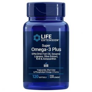 Омега 3 Life Extension Super Omega-3 EPA/DHA Sesame Lignans & Olive Extract, Krill & Astaxanthin, 120 капсул