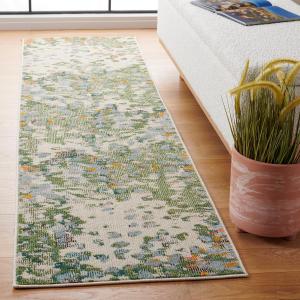 Ковер-дорожка SAFAVIEH, 67 x 244 см, коллекции Monaco, Sage & Rust, абстрактный акварельный дизайн, без ворсоотделения и простой в уходе, идеален для помещений с высокой проходимостью в гостиной, спальне, столовой (MNC225W-28)