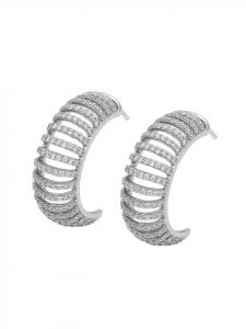 Faina Женские серьги-кольца в форме буквы С, серебристо-белые