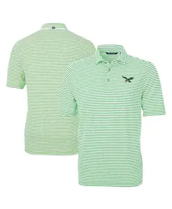 Мужская поло Philadelphia Eagles Virtue Eco Pique Stripe в цвете Kelly Green Cutter & Buck