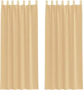 Шторы из вуали с карманами на штанге, 2 шт., песочного цвета vidaXL