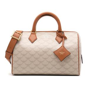 Кожаная сумка через плечо Boston среднего размера женская бежевая MCM