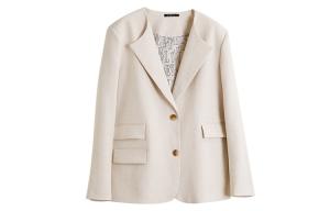 ELLE Костюм деловой женский бежевый с воротником Moderate