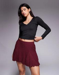Мини-юбка годе ASOS DESIGN с текстурой бордового цвета