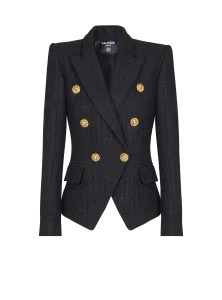 Твидовый жакет с шестью пуговицами Balmain, черный