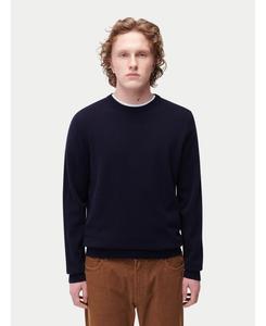 Мужской базовый кашемировый свитер с круглым вырезом Gobi Cashmere, Blue-night sky